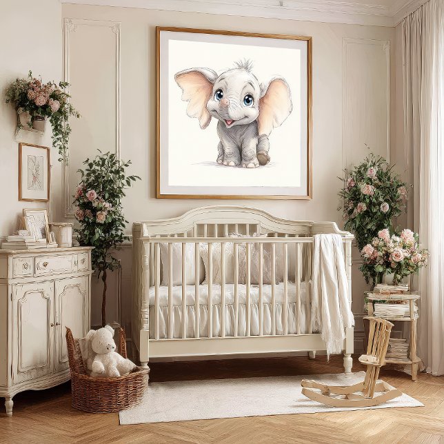 Poster Elefante Para Bebê Inspirado No Gibli Whimsical (Criador carregado)