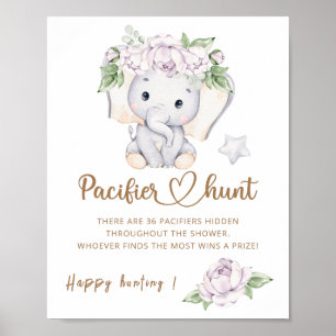 Poster Elefante para bebês e chá de fraldas de aquarela p