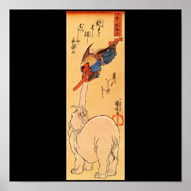 Poster Elefante pegando um Tengu voador. 1800 (Frente)