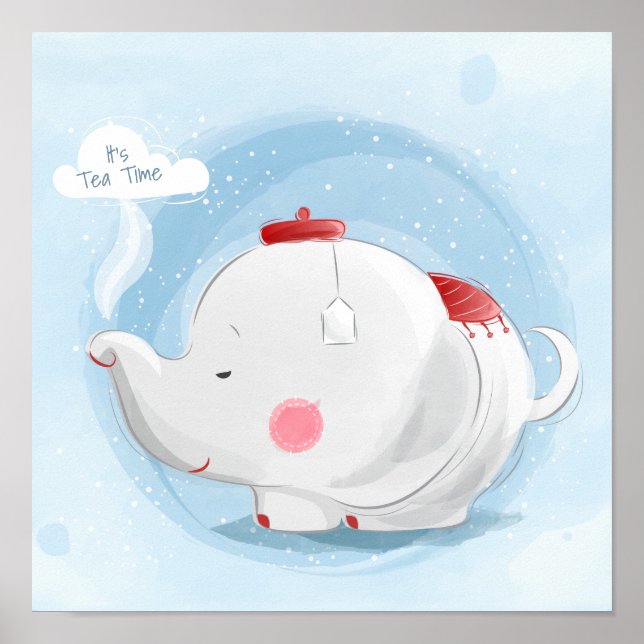 Poster Elefante personalizado de formação de aquarelas (Frente)