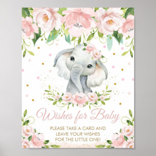 Poster Elefante Rosa Adorável Deseja Sinalização para Beb