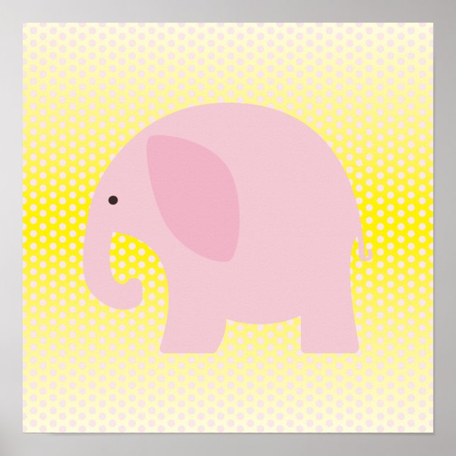 Pôster Elefante Rosa em Amarelo (Frente)