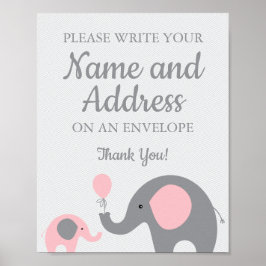 Poster Elefante Rosa Escreva Seu Nome Endereço no Envelop