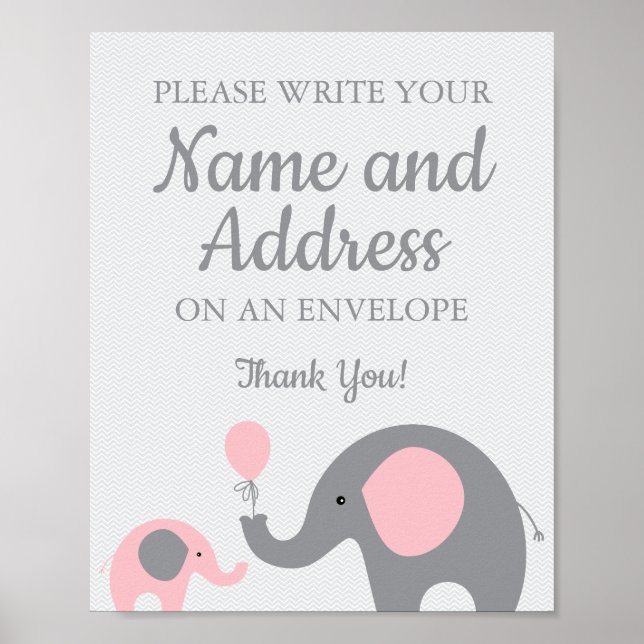 Poster Elefante Rosa Escreva Seu Nome Endereço no Envelop (Frente)