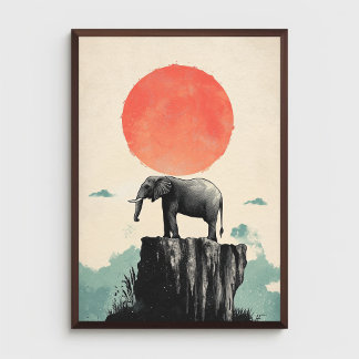 Poster Elefante sobre o Rock Animal Nature