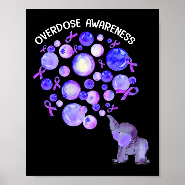 Poster Elefante Soprando Roxo-Roxo Sobredosagem (Frente)