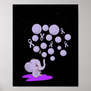 Poster Elefante Soprando Roxo-Roxo Sobredosagem