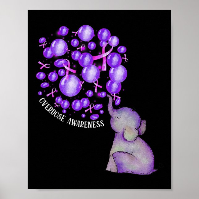 Poster Elefante Soprando Roxo-Roxo Sobredosagem (Frente)