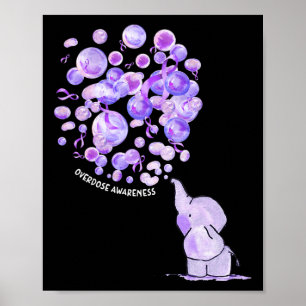 Poster Elefante Soprando Roxo-Roxo Sobredosagem