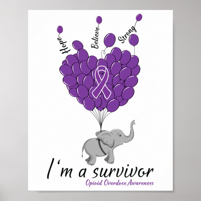 Poster Elefante Sou Um Sobrevivente Coração Presente de C (Frente)