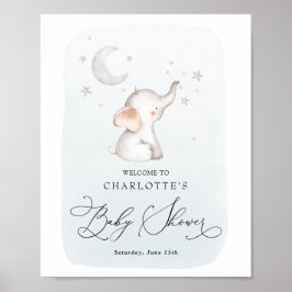 Poster Elefante Stars Lua Dusty Chá de fraldas Blue Boy