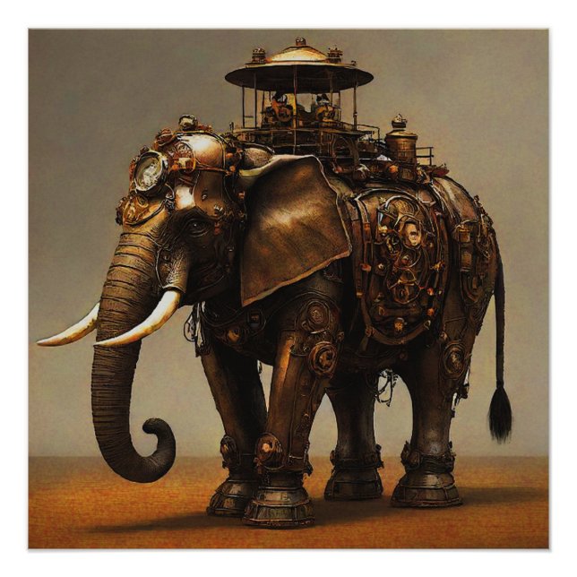 Pôster Elefante Steampunk I (Frente)