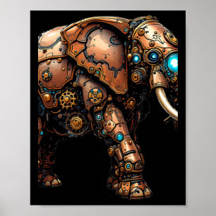 Poster Elefante Steampunk O Adesivo Mecânico Do Circo