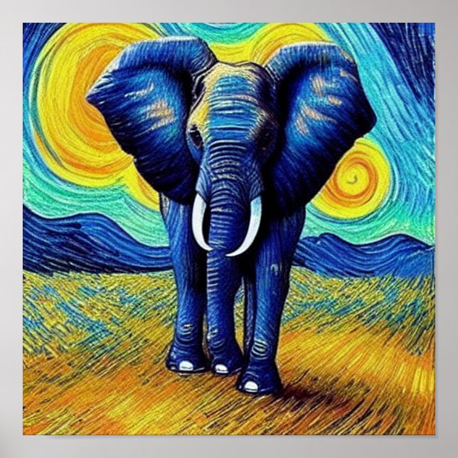 Poster Elefante Van Gogh (Frente)