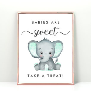 Poster Elefante Verde Bonito toma Chá de fraldas