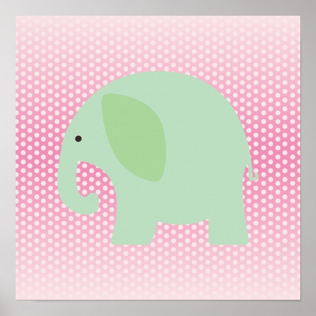 Poster Elefante Verde Rosa (Frente)