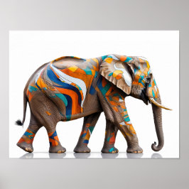 Poster Elefante Vibrante - Arte Colorida Abstrato