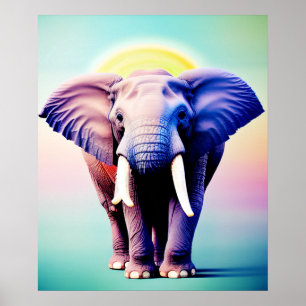 Poster Elefante vibrante Arte uma Pop de cor para sua par
