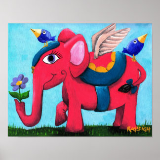 Poster Elefante Voador Rosa