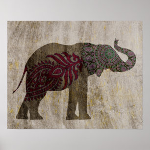 Poster Elefante Zen Tribal