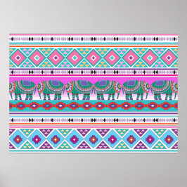 Pôster Elefantes com padrão asteca lindo