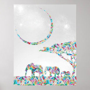 Poster Elefantes no savana