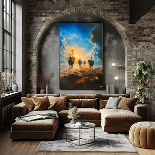 Poster Elefantes Surrealistas no Céu Místico – Arte Surre