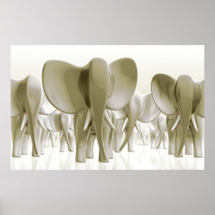 Poster Elefantes! (Versão Dourado)