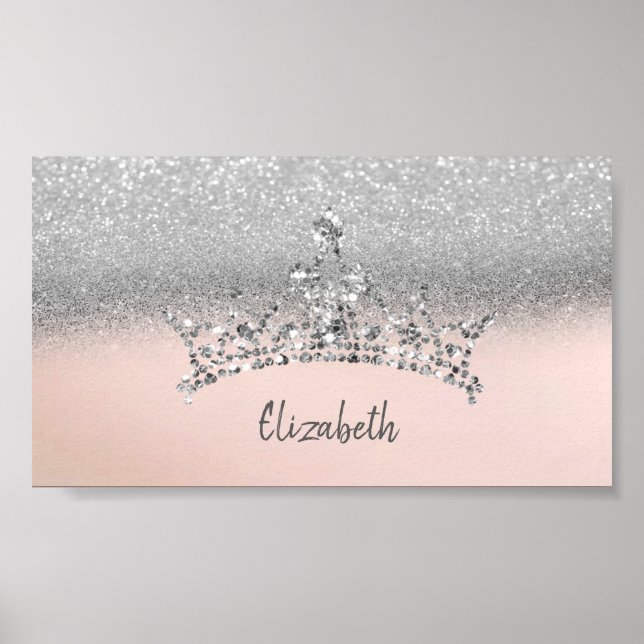 Poster Elegan Trendy Silver Glitter Tiara   (Frente)