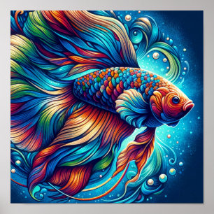 Poster Elegância Aquática Vibrante O Peixe Gracioso