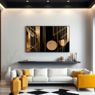 Poster Elegância Art Déco Linhas Douradas
