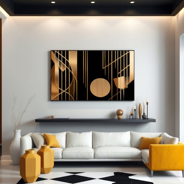 Poster Elegância Art Déco Linhas Douradas (Criador carregado)