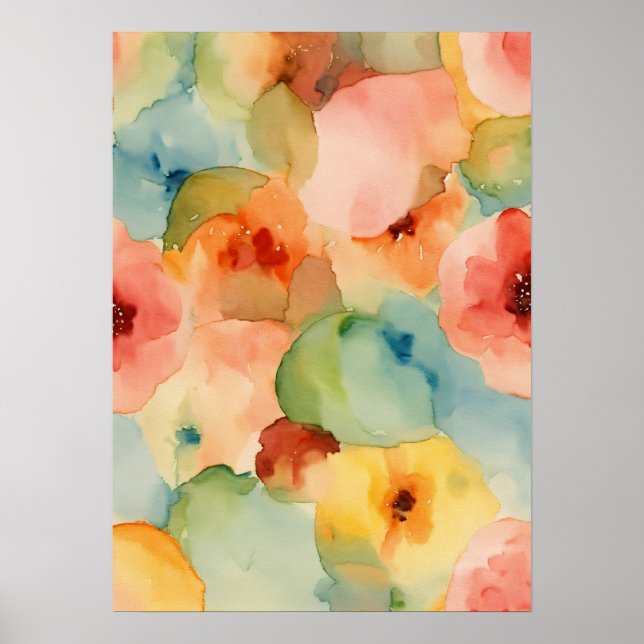 Poster Elegância Artisanal: Parede de Aquarela artesanal (Frente)