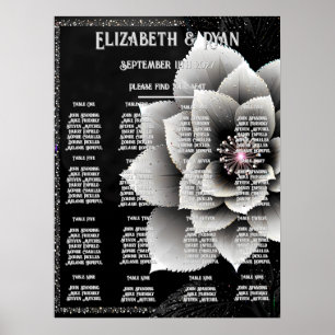 Poster Elegância Atemporal: Casamento Flor de Noiva Preto