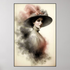 Poster Elegância Atemporal em Retrato Sombrio