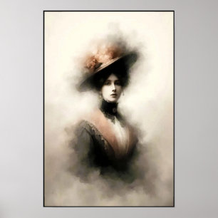 Poster Elegância Atemporal em Retrato Sombrio