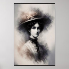 Poster Elegância Atemporal em Retrato Sombrio