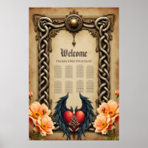 elegância celta com coração e asas.