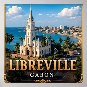 Poster Elegância Costeira de Libreville e Patrimônio Gabo