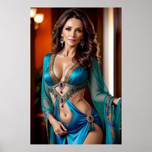 Poster Elegância da Mulher Turquesa (5) (Frente)
