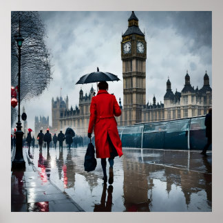 Poster Elegância de Londres na Chuva