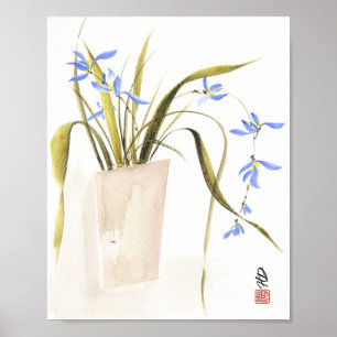Poster Elegância de Orquídea Azul