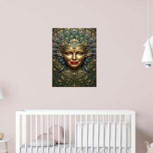 Poster Elegância de Pavão – Retrato Fantasia Decorativo