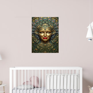 Poster Elegância de Pavão – Retrato Fantasia Decorativo