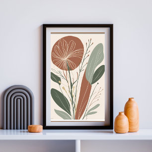 Poster Elegância do Florescer de Ferrugem V – Floral Abst