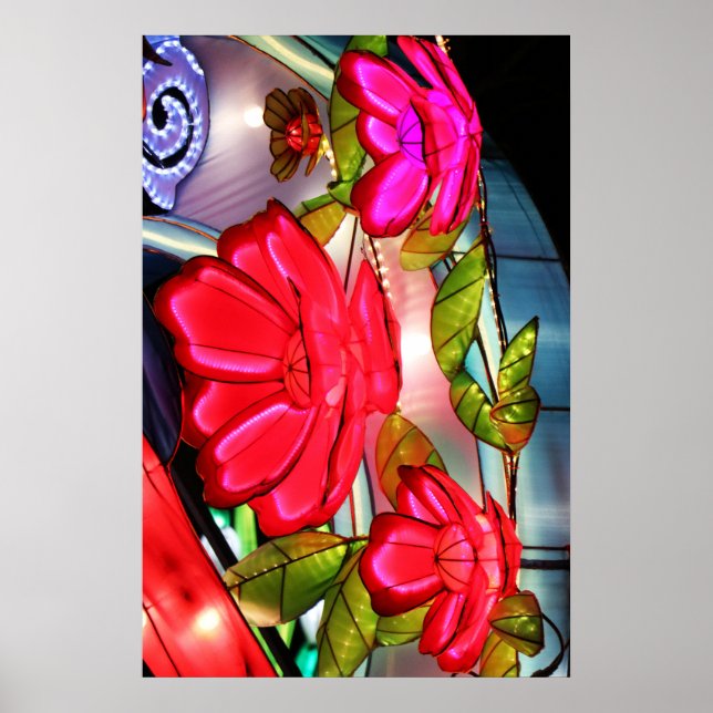 Poster Elegância Elétrica em Rosa  (Frente)