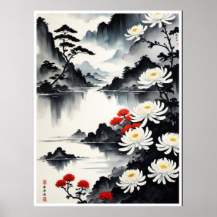 Poster Elegância em Bloom: Harmonia Floral e Paisagista