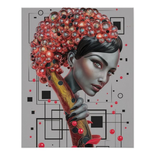 Pôster Elegância em Linhas: Profundidade 3D de uma Prof L (Frente)