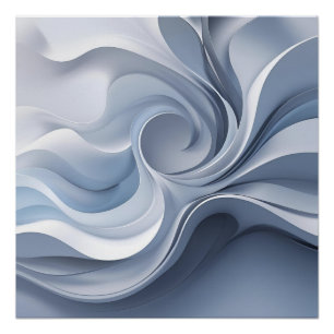Pôster Elegância Espiral - Arte Abstrato no Vórtex em Azu