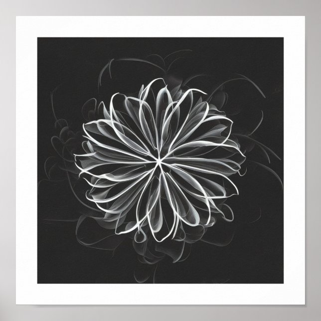 Poster Elegância Eteal: Flor Branco Celestial (Frente)